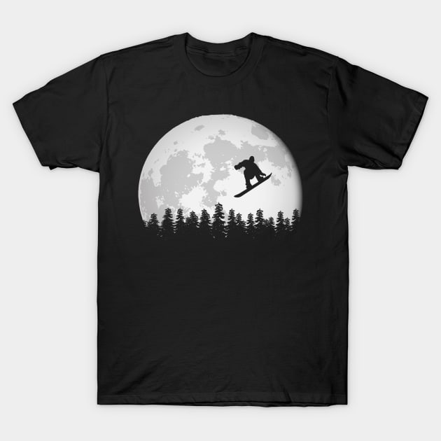 Snowboard Moon Snowboarder T-Shirt by funkyteesfunny